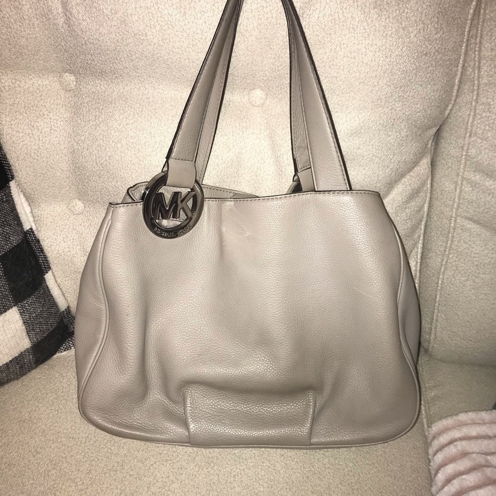 Gray Michael Kors large Fulton slouchy hobo bag